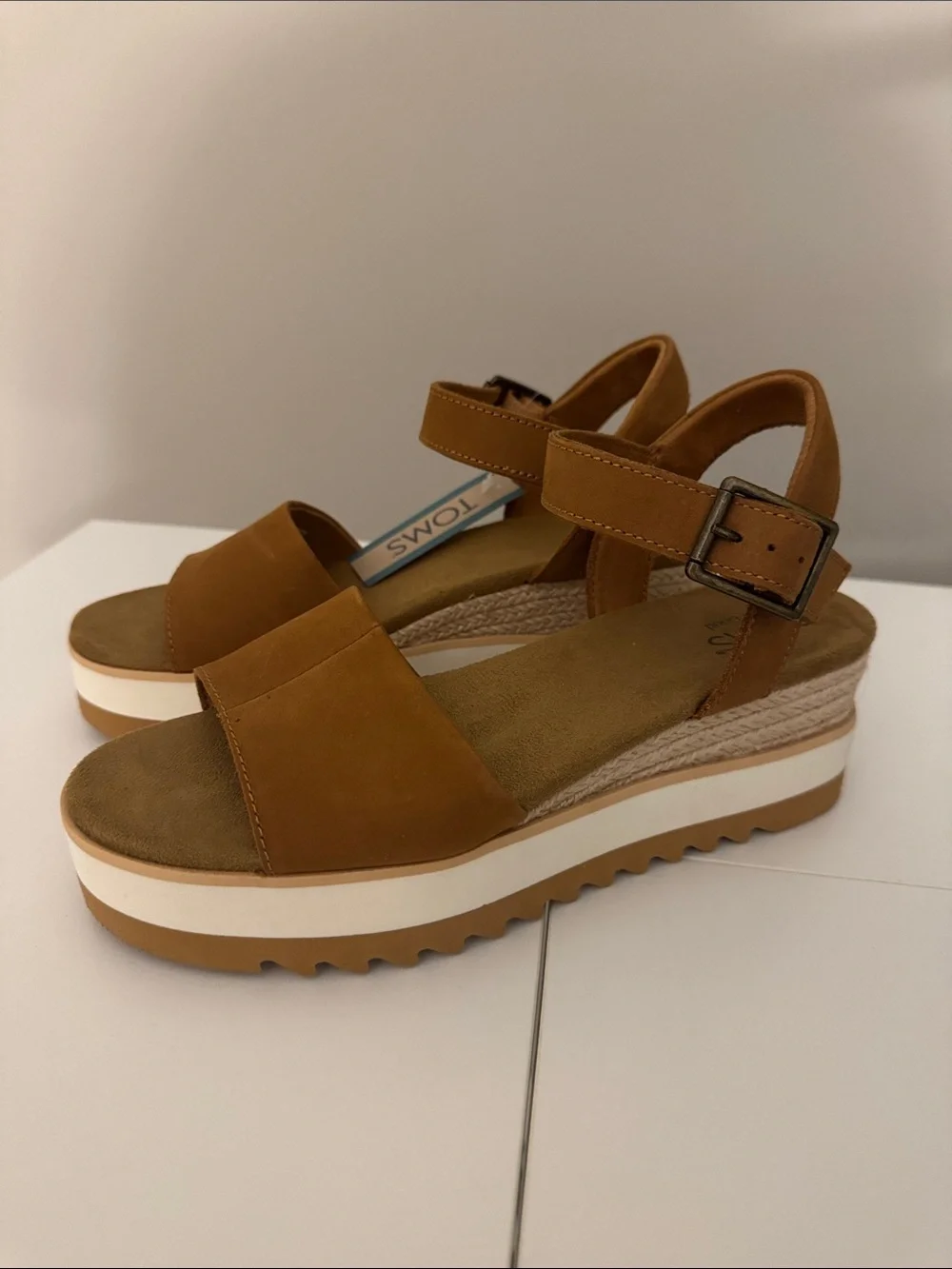 TOMS Platform Wedge Sandals with Buckle Strap